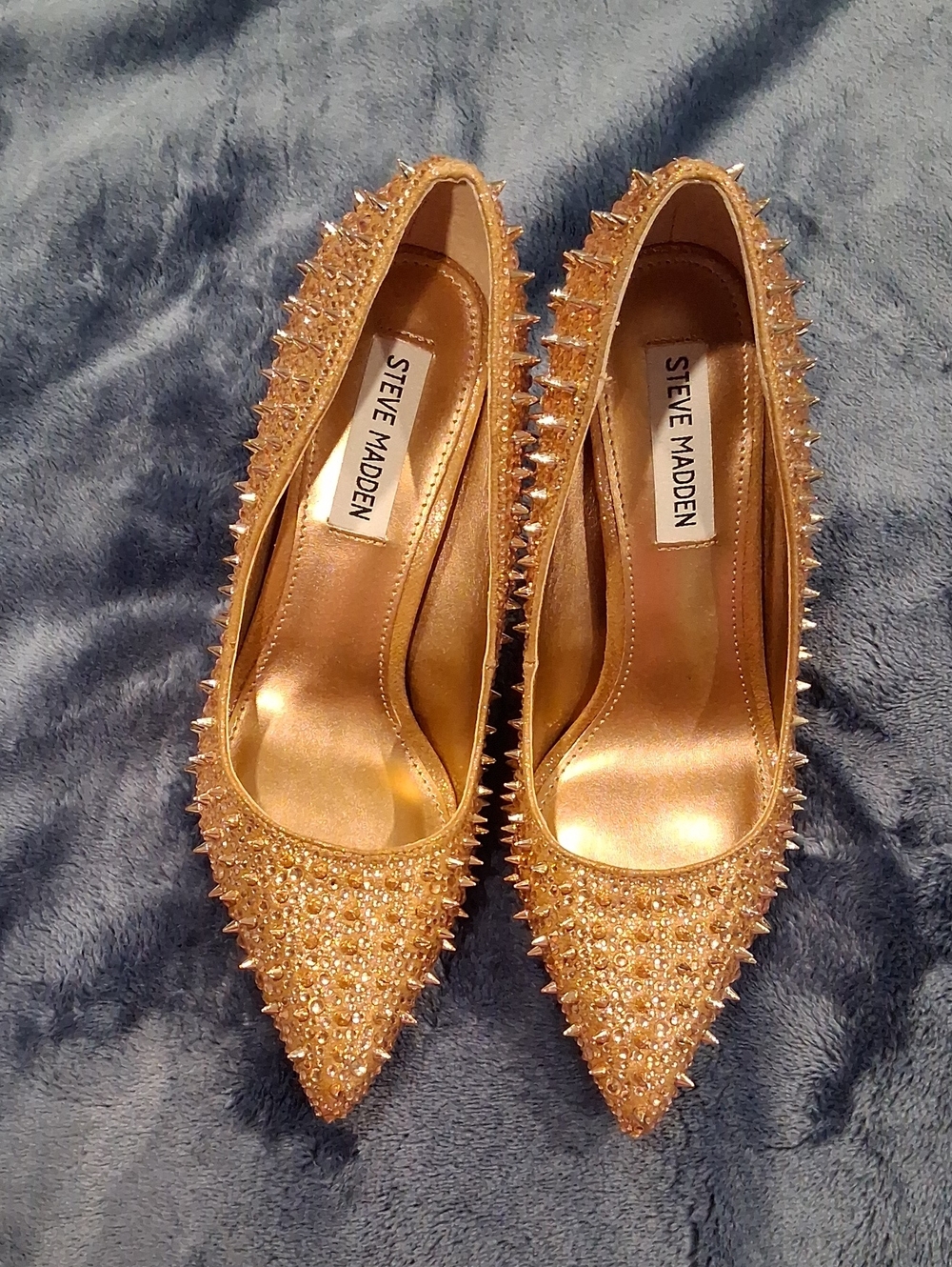 Steve Madden Rose Gold Crystal & Spike Pointed-Toe Heels